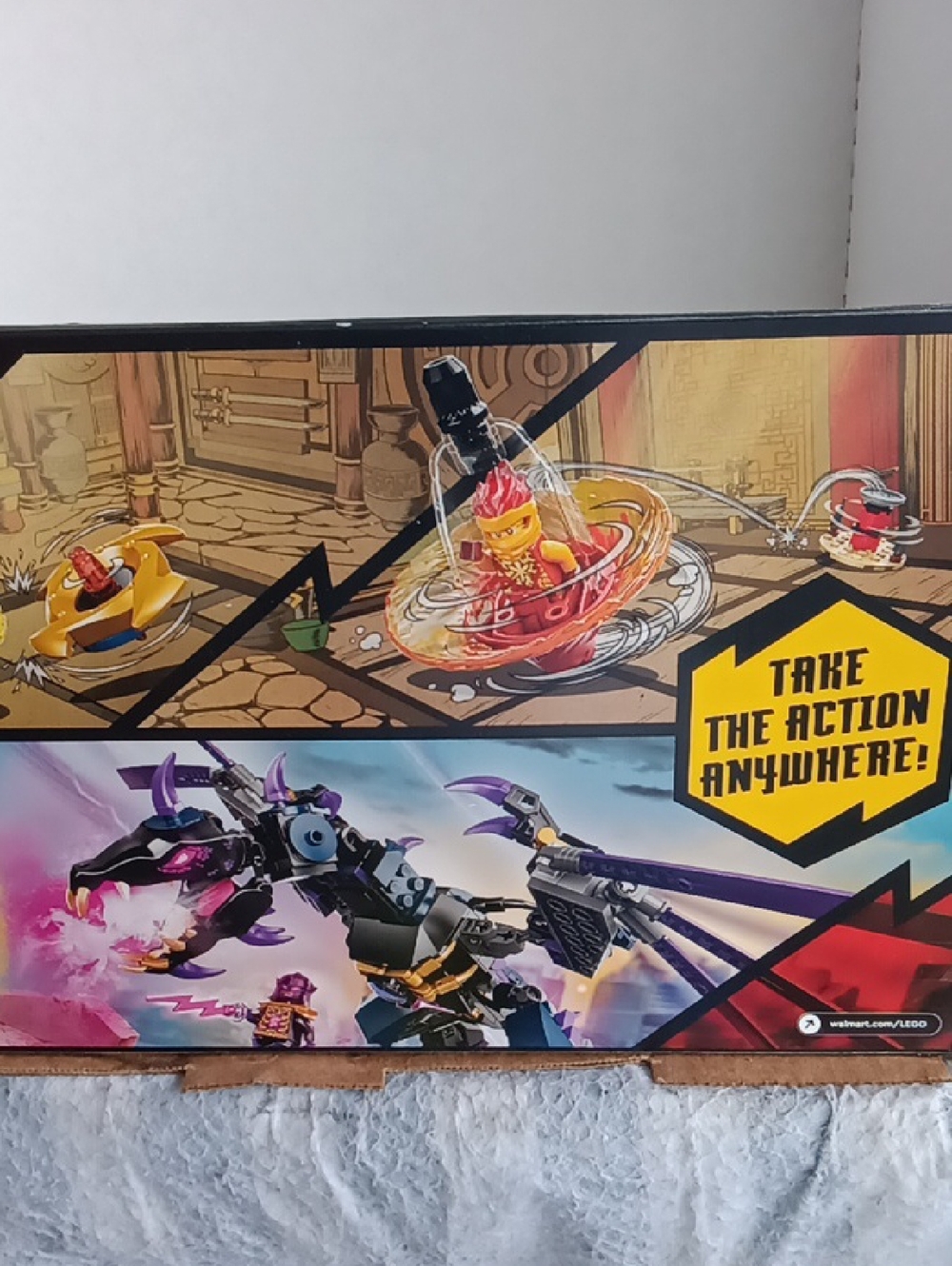 Lego Ninjago Red and Yellow Spinning Battle Set with Purple Dragon Accent